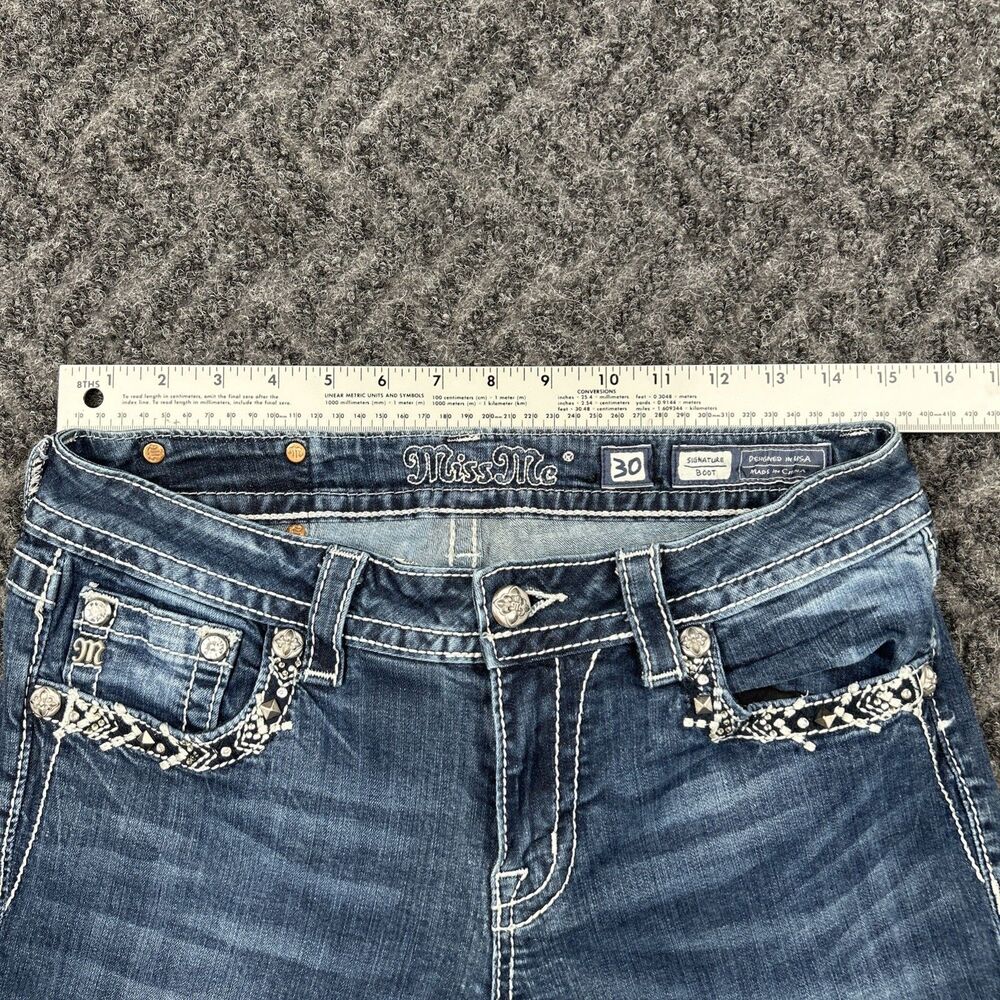 Miss Me Jeans Signature Bootcut 30x30 Embellished Chains Jewels Stretch - Picture 4 of 12